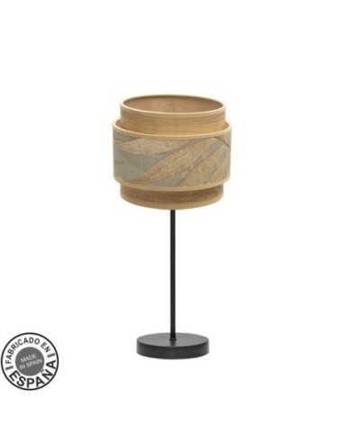 Sobremesa Peq. Samoa 1xe14 Negro/camel 44x18x18cm Fabrilamp | Decora
