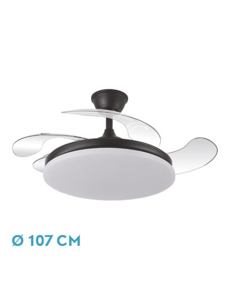 Ventilador Dc Tridente 59w Negro 4aspas Desp. 107d 6980lm Reg.intens