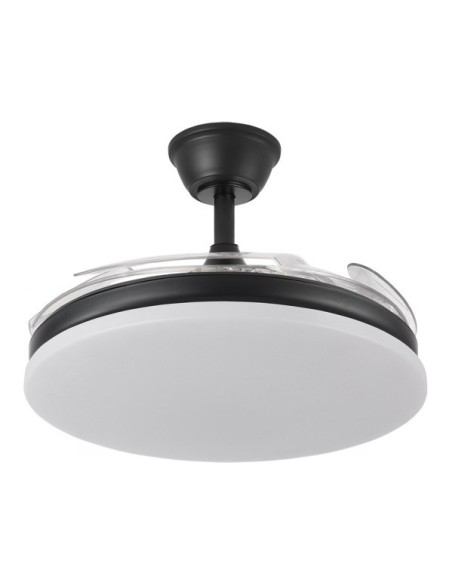 Ventilador Dc Tridente 59w Negro 4aspas Desp. 107d 6980lm Reg.intens