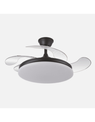 Ventilador Dc Tridente 59w Negro 4aspas Desp. 107d 6980lm Reg.intens
