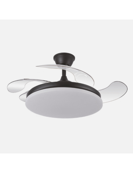 Ventilador Dc Tridente 59w Negro 4aspas Desp. 107d 6980lm Reg.intens