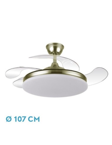 Ventilador Dc Tridente 59w Cuero 4aspas Desp 107d 6980lm Reg.intensi