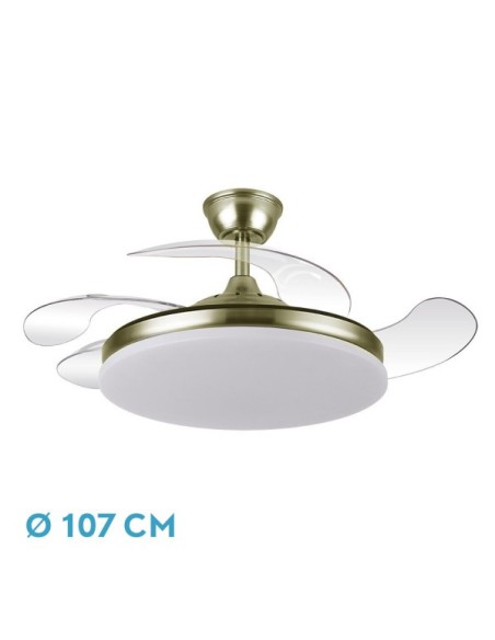 Ventilador Dc Tridente 59w Cuero 4aspas Desp 107d 6980lm Reg.intensi