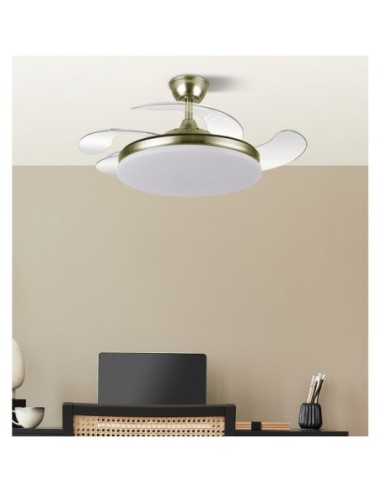 Ventilador Dc Tridente 59w Cuero 4aspas Desp 107d 6980lm Reg.intensi