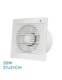 Extractor Baño Trani Blanco 20w 21x21x8,3cm Cuadrado Para Tubos 15cm