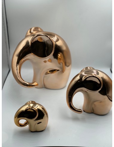 Figura elefante cobre set 2 und mediano y pequeño