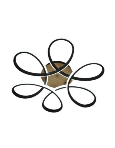 Plafon Bandeira 130w 3000-4000-6500k Negro/madera 14300  Lm C/remoto