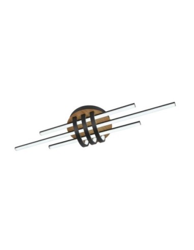 Plafon Kirova 64w 3000-4000-6500k Negro/madera 7040lm  Lm C/remoto,m