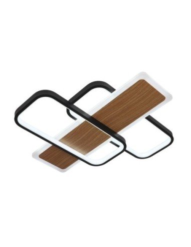 Plafon Forqueta 120w 3000-4000-6500k Negro/madera 13200  Lm C/remoto