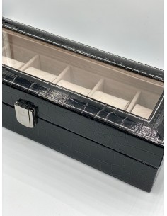 Joyero piel cocodrilo negro 10*30*8cm