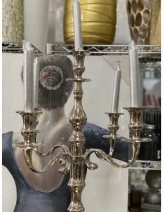 Portavelas candelabro plata 103cm 2