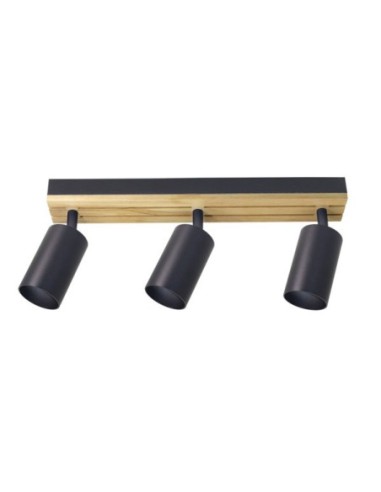 Regleta Waikato 3xgu10 Negro/madera Orientable 16,5x38x5,5cm Fabrila