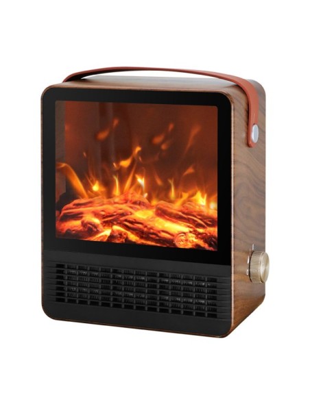 Termov.ceramico Ptc Caleta 1500w Marron 2pot Efecto Llama Protecc.so