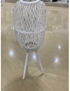 Portavelas madera blanco patas 33*85cm