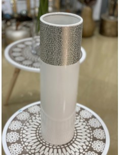 Jarrón plata/blanco 13*46cm