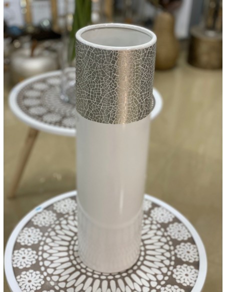 Jarrón plata/blanco 13*46cm