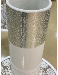 Jarrón plata/blanco 13*46cm 2