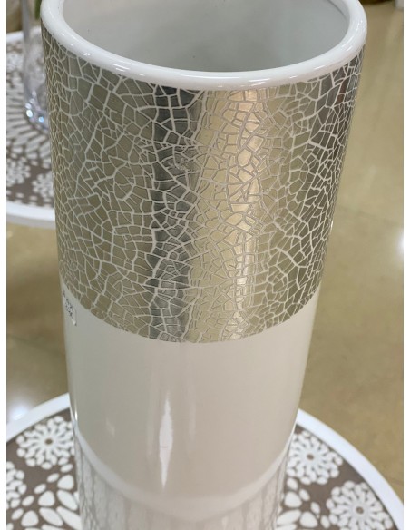 Jarrón plata/blanco 13*46cm
