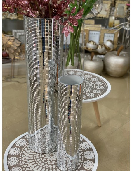 Jarrón brillantes plata 14*62cm