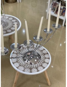 Portavelas candelabro plata 27*70cm