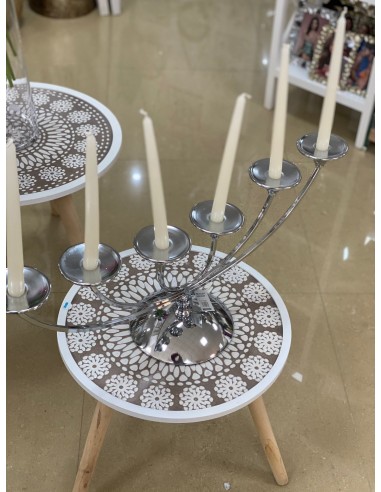 Portavelas candelabro plata 27*70cm
