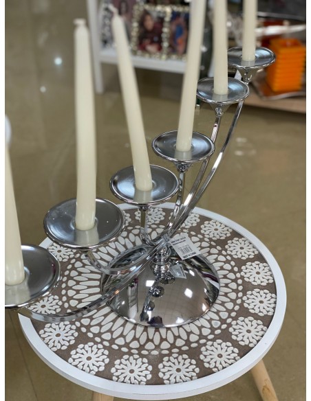 Portavelas candelabro plata 27*70cm