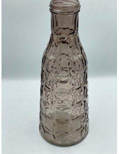 Jarrón botella grabado rosa 10*26cm