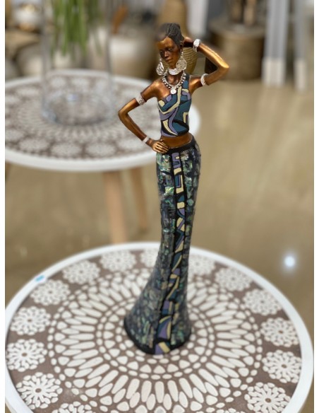 Figura africana vestido multicolor 41cm