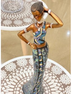 Figura africana vestido multicolor 41cm
