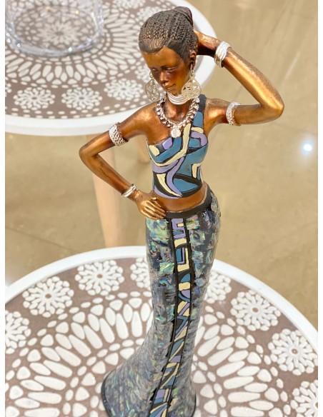 Figura africana vestido multicolor 41cm