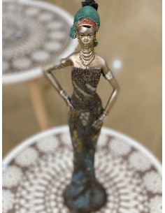 Figura africana vestido pedrería 45cm