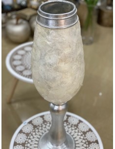 Jarrón nacar beige/plata 20*66cm 2