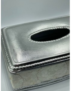 Caja decorativa pañuelos nacar beige/plata 16*24*9cm 2