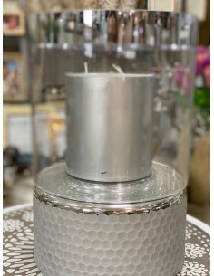 Portavelas base plata/cristal 24*37cm