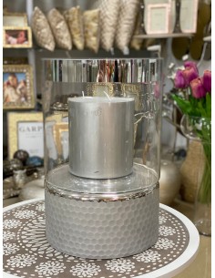 Portavelas base plata/cristal 24*37cm 2