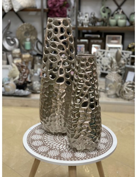 Jarrón tex calado plata 17*44cm