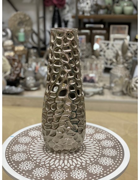 Jarrón tex calado plata 17*44cm