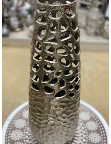 Jarrón tex calado plata 17*44cm