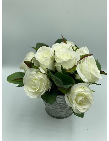 Maceta lata flor blanca 15*15cm