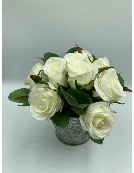 Maceta lata flor blanca 15*15cm
