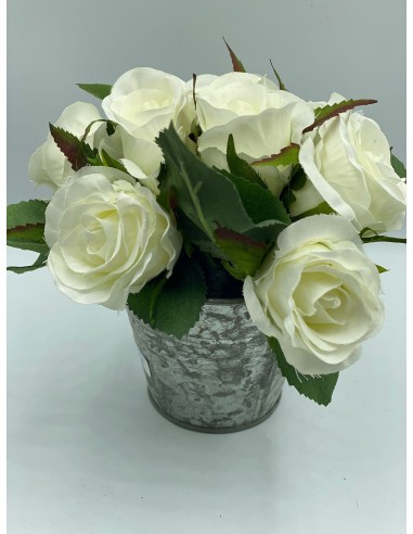 Maceta lata flor blanca 15*15cm