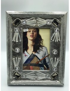 Portafotos pedrería plata 10*15cm