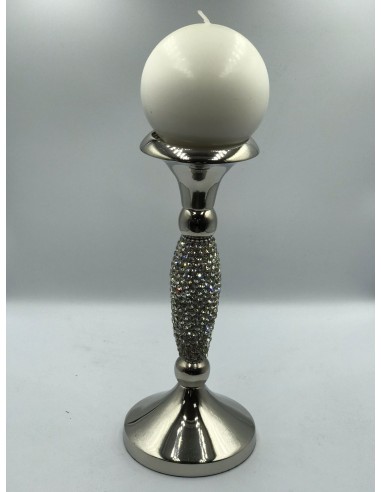 Portavelas brillantes plata 8*22cm