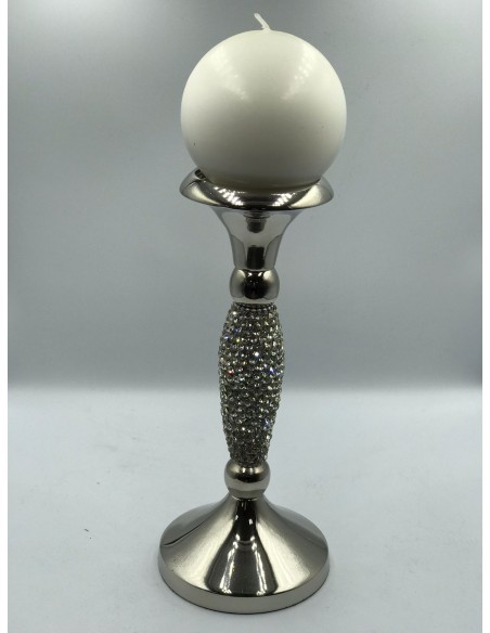 Portavelas brillantes plata 8*22cm