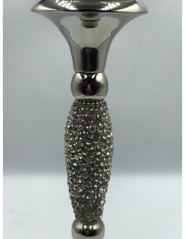 Portavelas brillantes plata 8*22cm