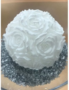 Vela redonda flor blanco 12cm