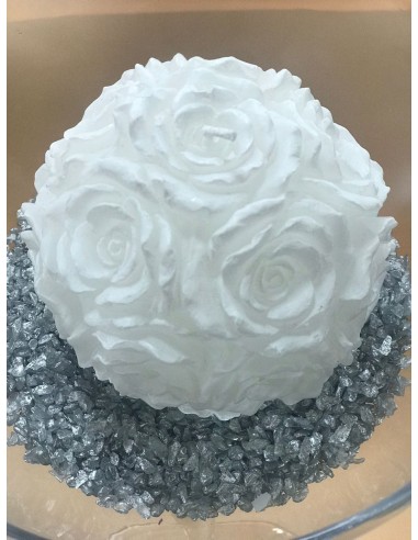 Vela redonda flor blanco 12cm