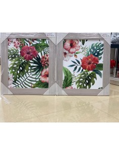 Set De 2 Cuadro hojas tropical multicolor 75x65 cm