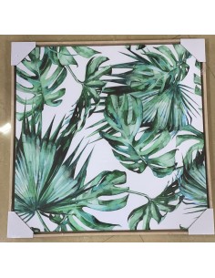 Cuadro hojas tropical 80x80 cm