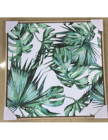 Cuadro hojas tropical 80x80 cm